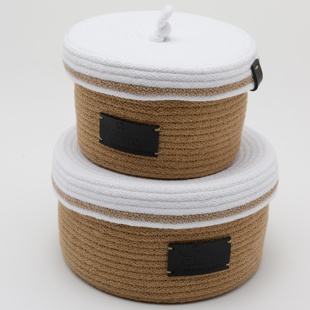 Cesto portaoggetti con coperchio