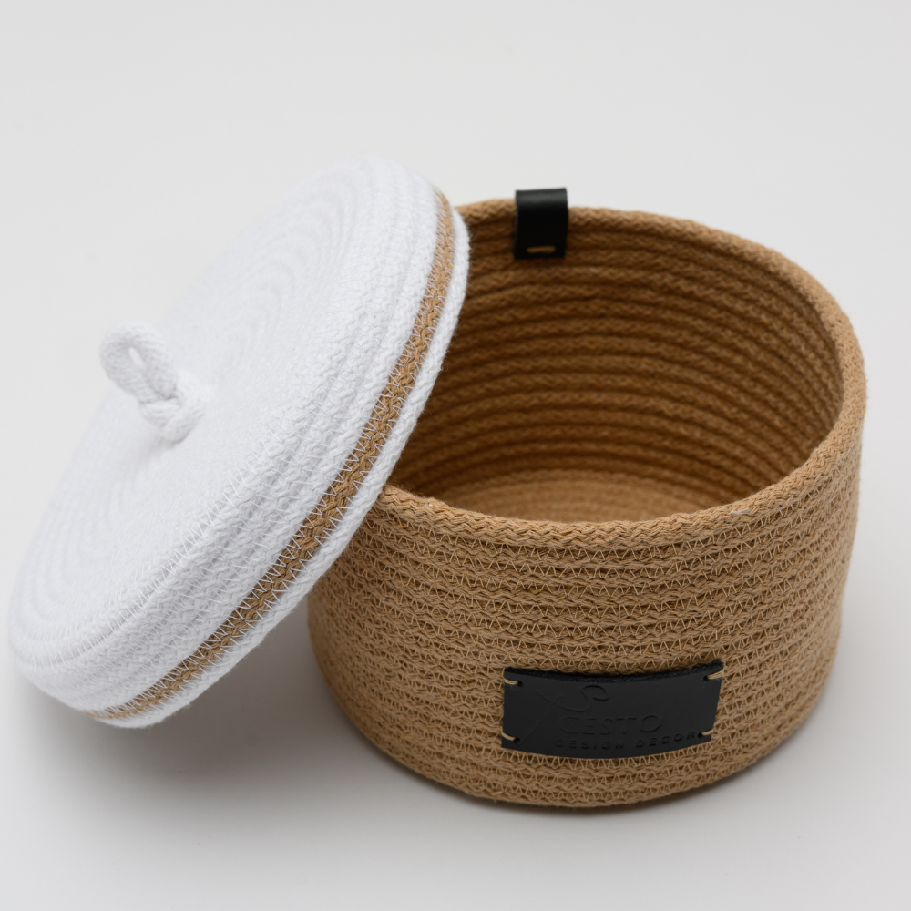 Cesto portaoggetti con coperchio